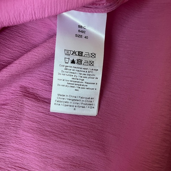 NWOT GANNI Cotton Puff Sleeve Shirt Size 40 (8/10) Pink Button Up Blouse Top*Y24 - Picture 7 of 7